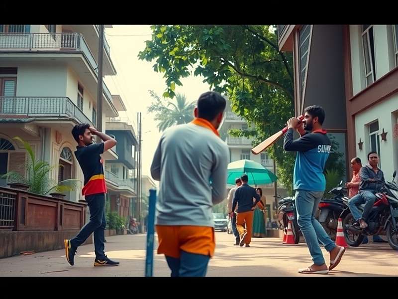 Cricket Champions League Gully Cricket Cricket Champions League gully cricket mode showing street cricket with Indian neighborhood background