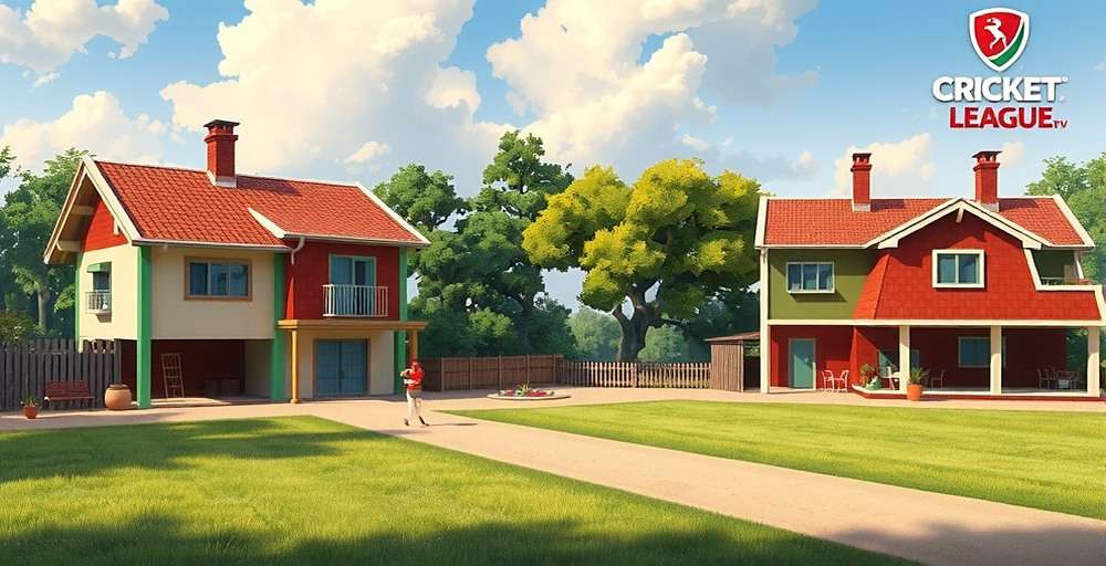Cricket Champions League Future Update Concept art for Cricket Champions League village cricket mode showing rural cricket ground